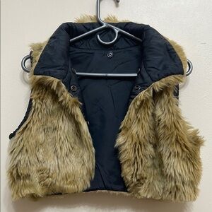 Faux Fur Vest - Tan and Black